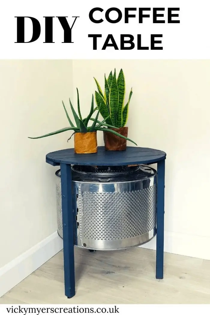 Looking for an innovative way to upcycle a washing machine?? Make yourself a washing machine drum coffee table, with some scrap wood and paint. #washingmachinedrum #DIYcoffeetable