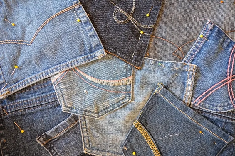 denim pocketcraft, aan elkaar vastgemaakt, klaar om te naaien