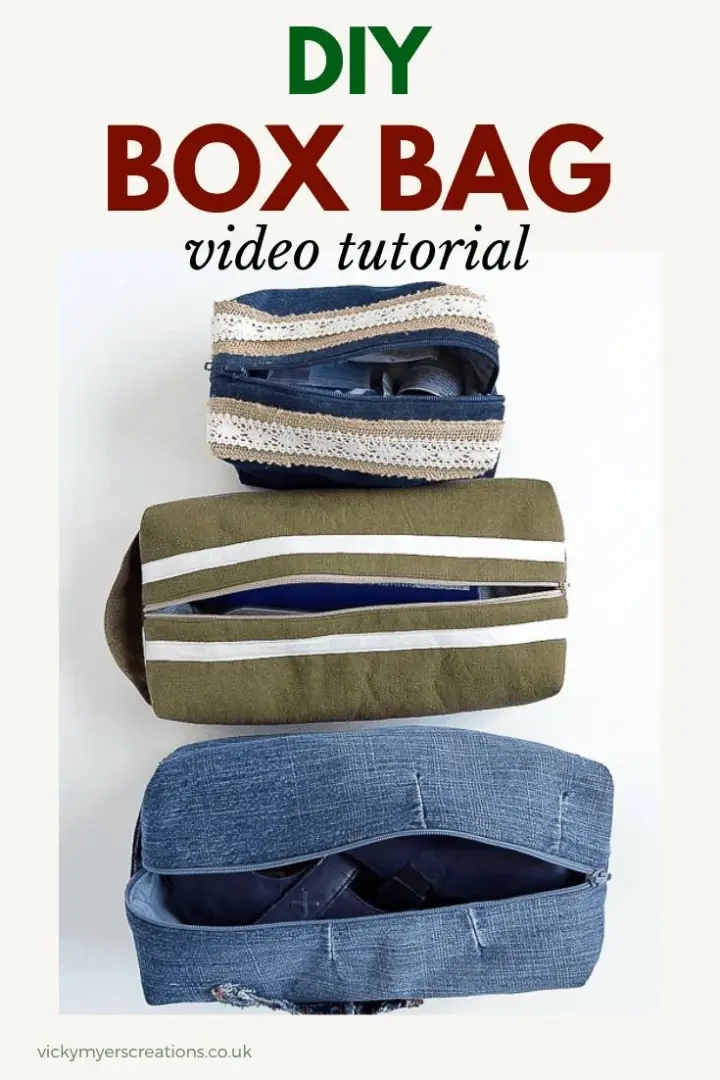 Gratis Box Bag-patroon, maak uw eigen gevoerde Box-tassen met zowel schriftelijke doe-het-zelf-instructies als een naai-video-tutorial. Geweldig doe-het-zelfcadeau. #dooszakpatroon #vrijnaaipatroon