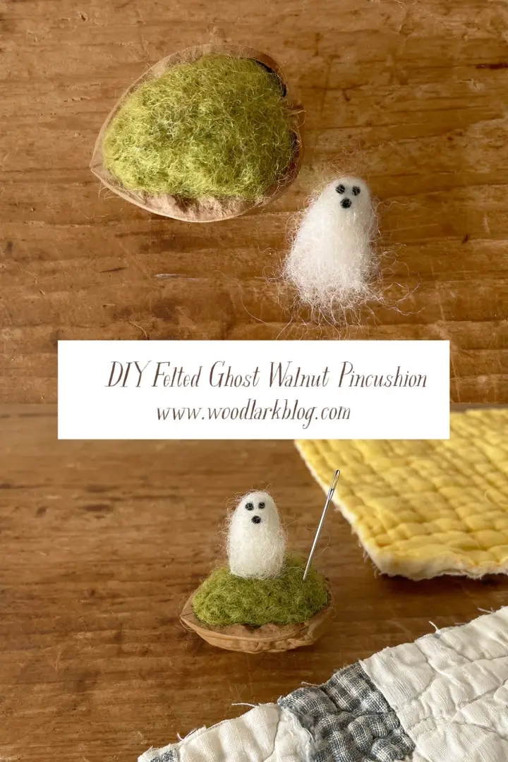 DIY naaldvilt Ghost Walnut speldenkussen
