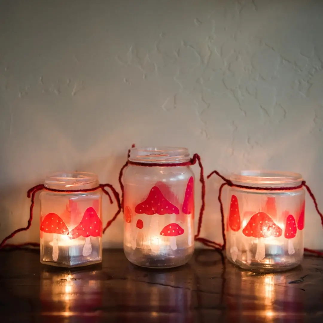 DIY gerecyclede stenen pot paddestoellantaarn