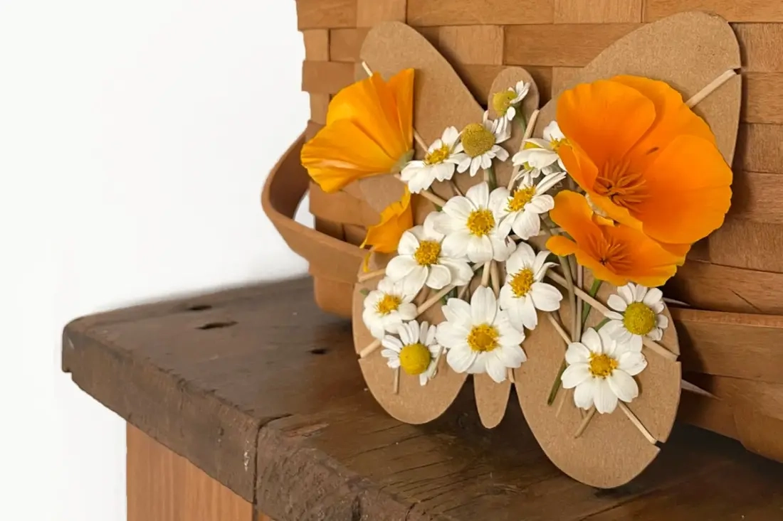 DIY kartonnen vlinder natuurweven