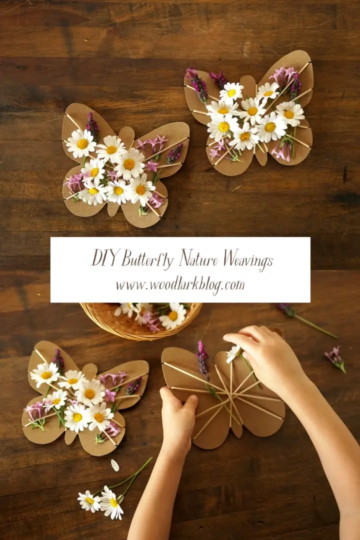 DIY kartonnen vlinder natuurweven