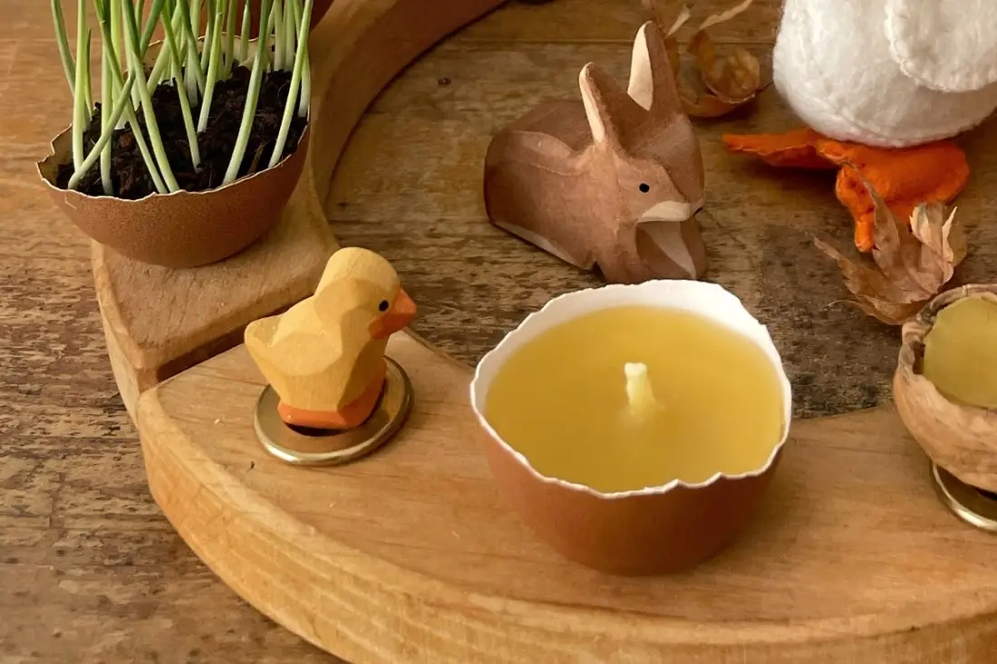 DIY eierschaal bijenwaskaarsen