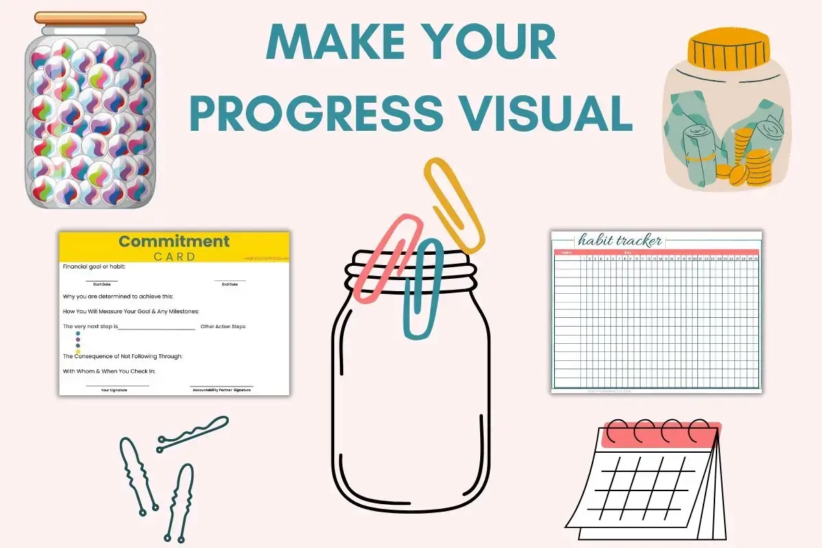 maak je voortgang visueel, chips, knikkers, paperclips