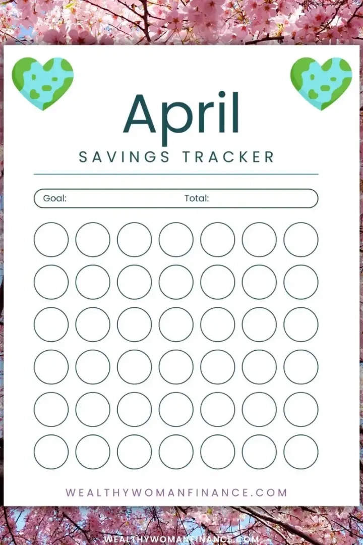 Maandelijkse geldbesparingsuitdaging voor april, gratis afdrukbare tracker pdf