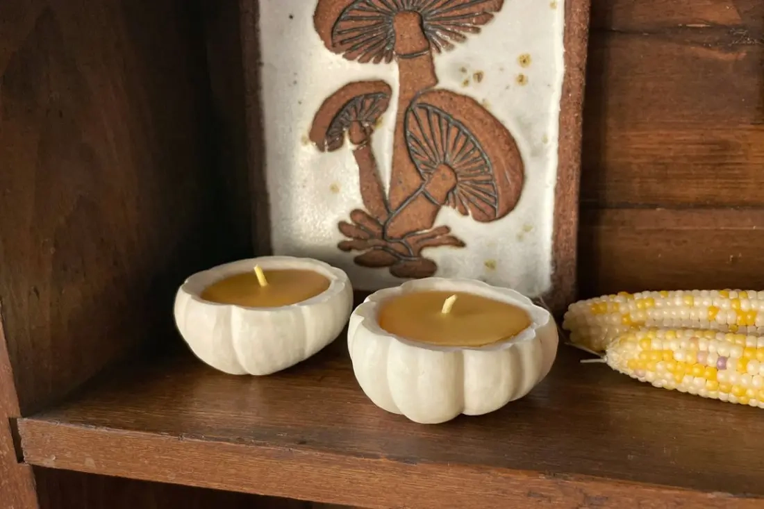 DIY Pompoen Bijenwaskaarsen